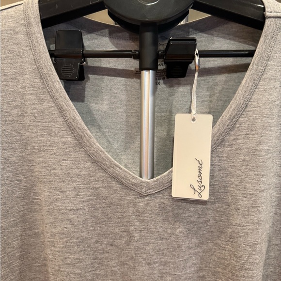 Lusome’ Casual Gray V-Neck Short Sleeve Gown in Modal - Picture 2 of 6